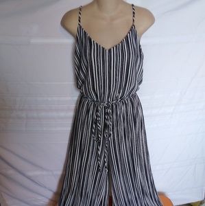 Xhilaration Black & White Striped Jumpsuit
